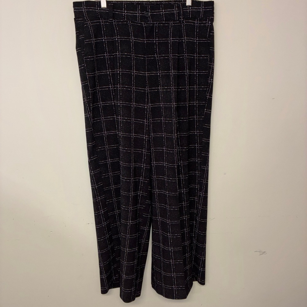 314 Torrid Wide Leg Pants Womens 14 Black White Grid Print Elastic Back Trousers